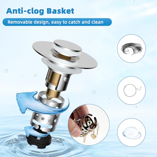 2PCS Universal Bathroom Sink Drain Strainer Hair Catcher (2 Count)