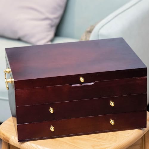 Wooden Silverware Chest without Silverware Three