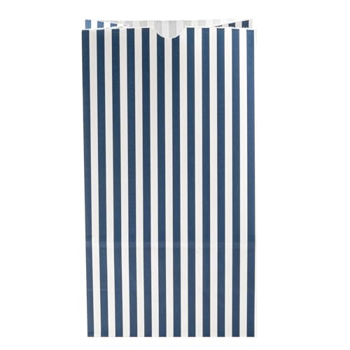 Blue And White Stripe Paper Bag (100 Count)