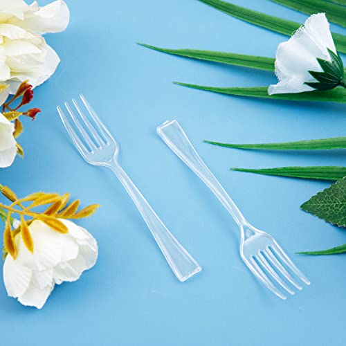 300 Pieces Clear Plastic Mini Forks 4 Inches Clear Plastic Forks Plastic Tasting Forks (300 Count)