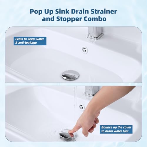 Upgraded 3 in 1 Bathroom Sink Drain Strainer