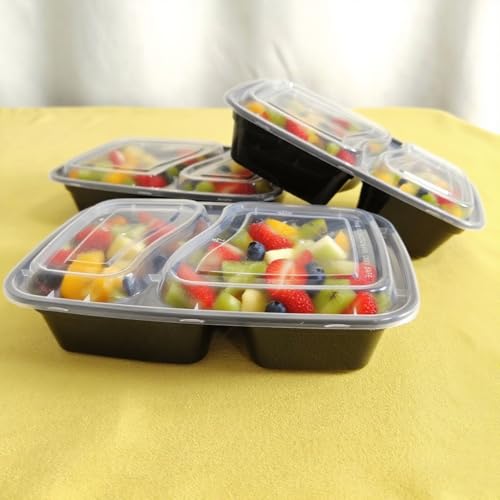 28oz 2compartment Plastic meal prep containers With Lids (100 Count)
