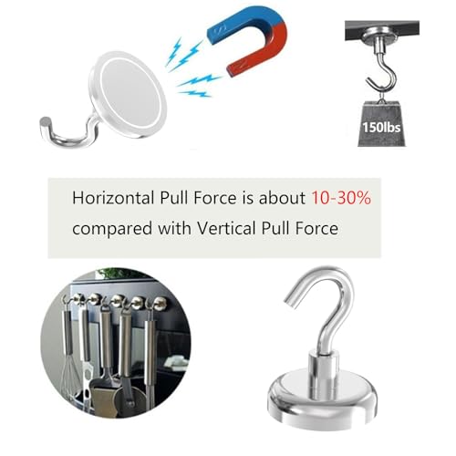 150lb Heavy Duty Magnetic Hooks with 1.42" Dia Magnetic Base (6 Count)