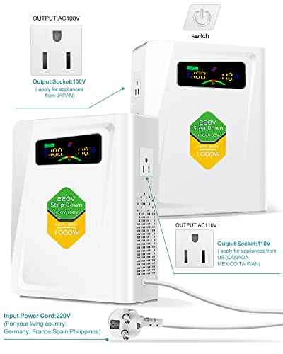 220v to 110v Step Down Transformer 1000W Power Voltage Converters