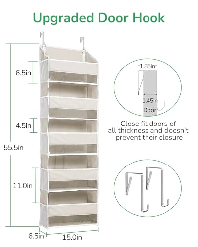 1 Pack Over Door Organizer with 5 Large Pockets 10 Mesh Side Pockets