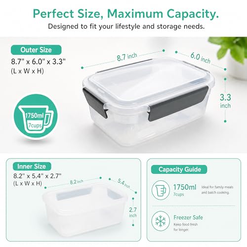 7cup Plastic Food Storage Containers With Lids For Leftover
