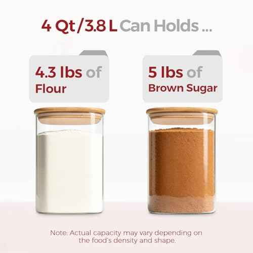 Glass Flour Containers with Lids 1 Gallon 2 Pack Pantry Organization (2 Count)