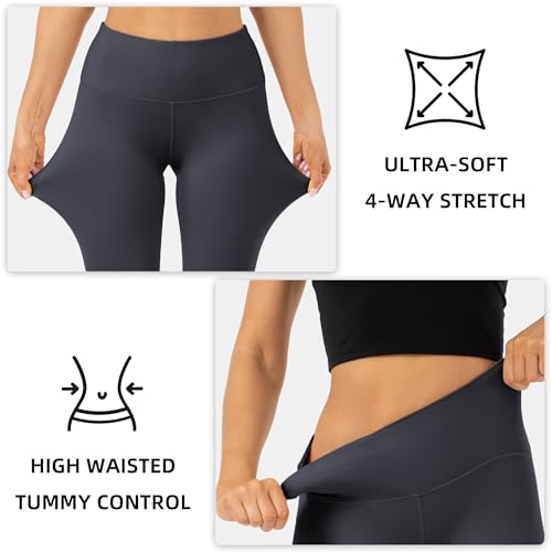 High Waist Butt Lifting Leggings for Women Buttery Soft Breathable Yoga Pants with Hidden Pocket Tummy Control Gym Dark Grey