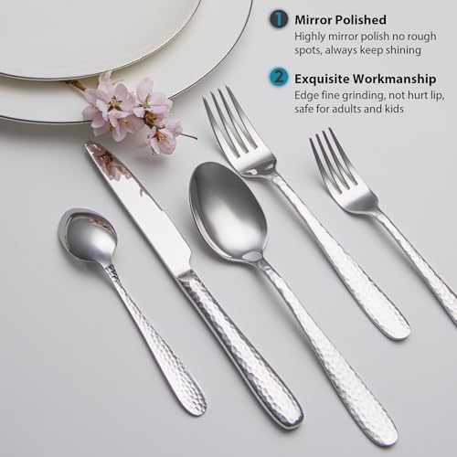 Hammered Silverware Set (40 Count)