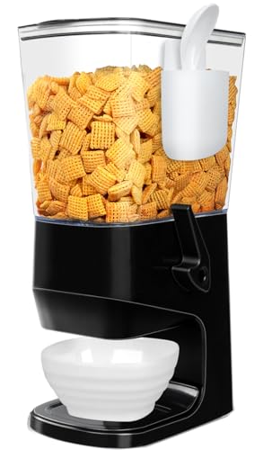 Cereal Dispenser Countertop Wath Bowls and Spoons（Black 1 pack ）