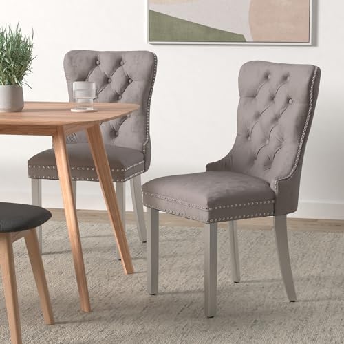 Grey Velvet Dining Chairs Set of 6 (6 Count)