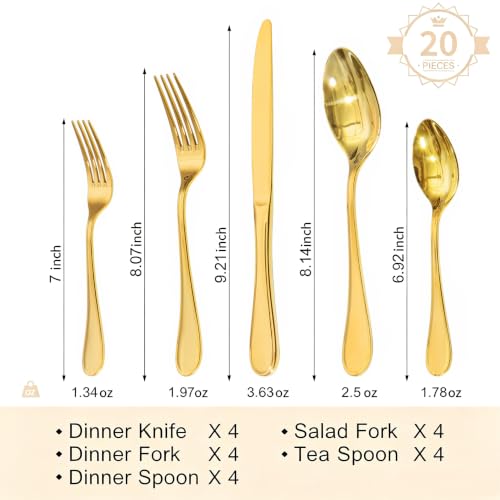 18 10 Stainless Steel Silverware Set for 4 (20 Count)