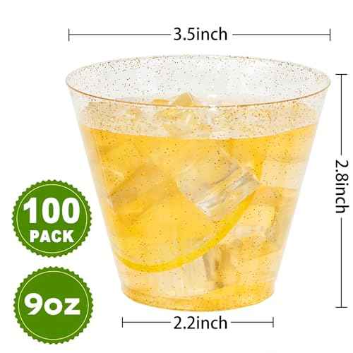 100 Pcs Gold Plastic Cups (100 Count)