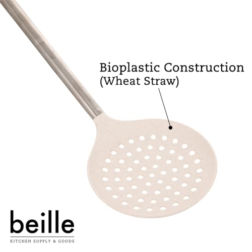 Wheat Straw Skimmer Spoon with Stainless Steel Handle Cooking Baking Kitchen Utensils