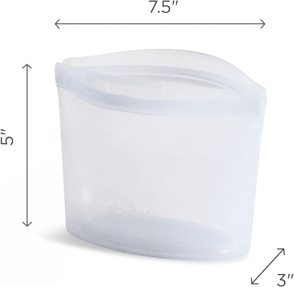 Stasher Premium Silicone Reusable Food Storage Bowl, Clear, Microwave, Sous Vide, Dishwasher, Oven and Freezer Safe, BPA Free, Leak-free, Eco-friendly, 2-Cup Bowl