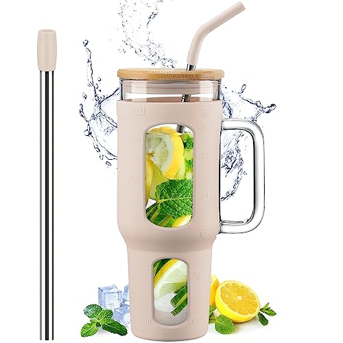 Glass Tumbler with Lid and Straw