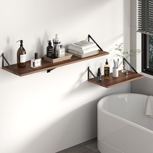 40W x 12D Deep Floating Shelves Set of 2 Walnut (2 Count)
