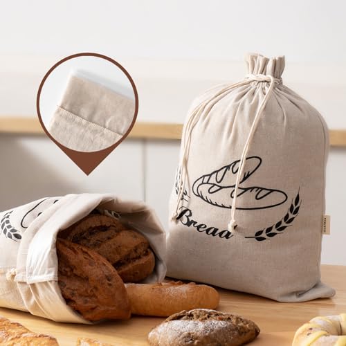 2 Pack Linen Bread Bags for Homemade Bread