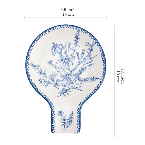 Blue Garden Toile De Jouy Spoon Rest for Stove Top