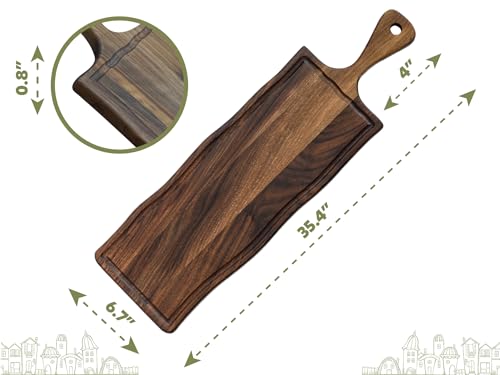 Elegant Walnut Wood Long Serving Board with Handle
