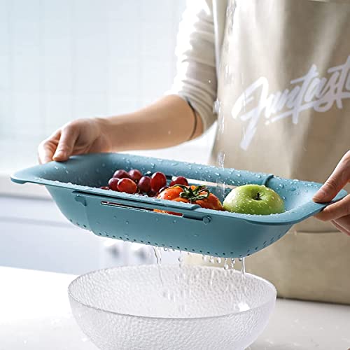 Collapsible Sink Colanders and Strainers Basket Over the Colander Extendable Plastic Fruit Vegetable Strainer Drainer for Kitchen (2 Count)