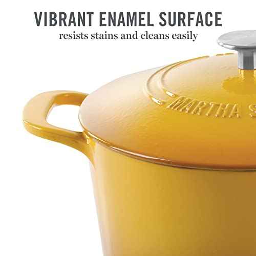 Gatwick 7 Quart Enamel Cast Iron Dutch Oven Pot with Lid