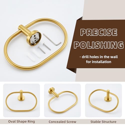 Brushed Gold Towel Ring