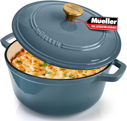 MUELLER HOME 7.5 Quart Enameled Cast Iron Pot Dutch Oven