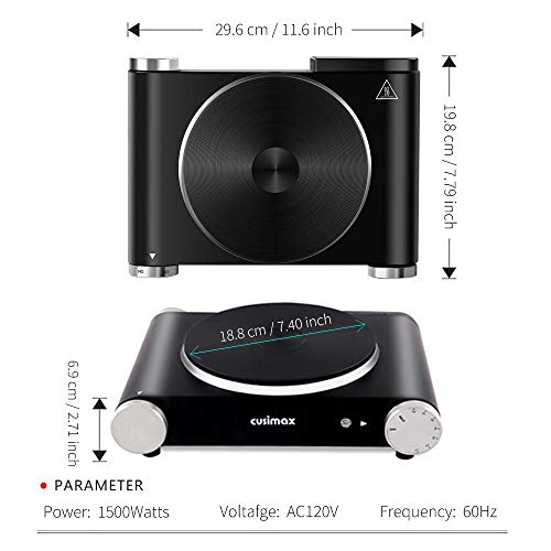Hot Plate Electric Burner Single Burner Cast Iron hot plates for cooking Portable Burner 1500W with Adjustable Temperature Control Stainless Steel Non