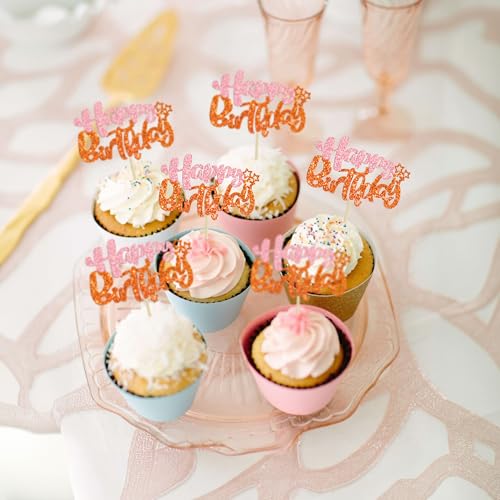 24Pcs Happy Birthday Cupcake Toppers (24 Count)