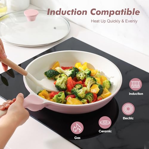 12.5In Nonstick Ceramic Frying Pan with Lid