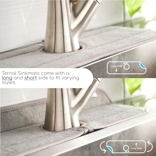 Original SINKMAT 24in XL Faucet Splash Guard Extra Long Microfiber Sink Drip Catcher Mat Non Slip Countertop Protector Drying Pad for Kitchen Bathroom RV Machine Washable Black