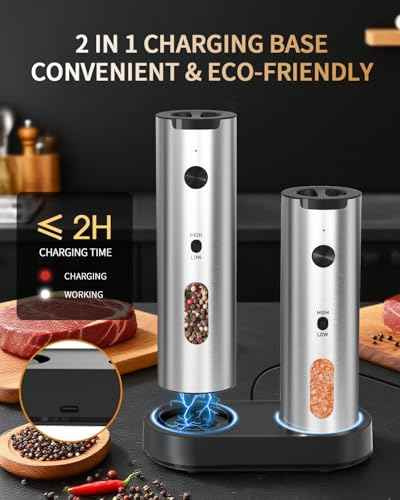 Rechargeable Electric Salt and Pepper Grinder Set