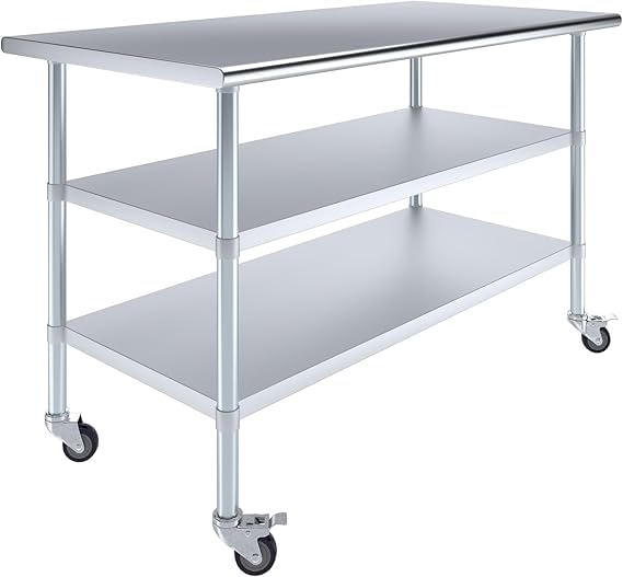 60" x 30" Stainless Steel Work Table with 2 Shelves
