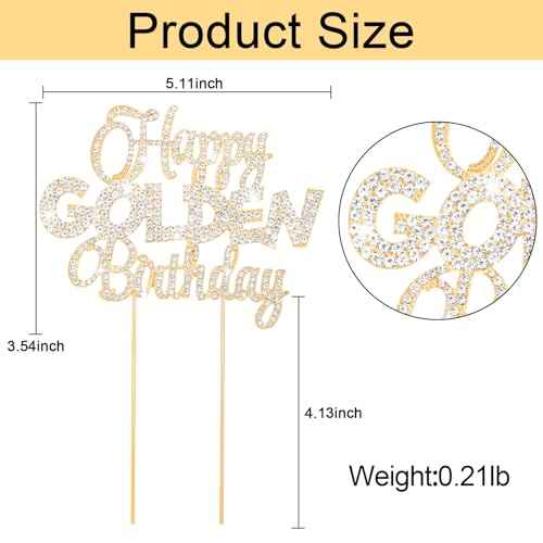 Happy Golden Birthday Cake Topper Rhinestones Golden Birthday Cake Toppers