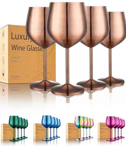 Unbreakable Stainless Steel Wine Glasses Set of 4 (4 Count)