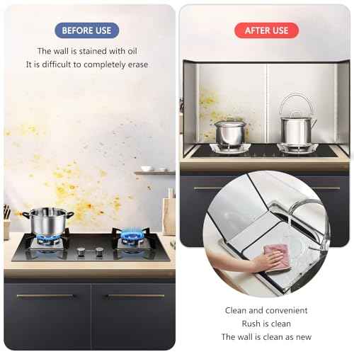 4 Sided Grease Splatter Guard Foldable Splatter Guard for Stove Stainless Steel Oil Splatter Screens Backsplash for Wall Gas Range Frying Pan Camping