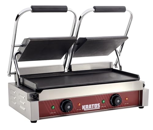 Commercial Electric Panini Sandwich Grill with Smooth Plates
