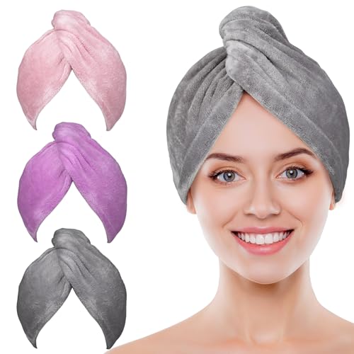 Microfiber Hair Towel Wrap (3 Count)