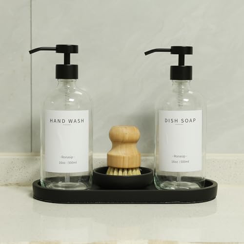 Set of 5 Kitchen Soap Dispenser Set 16 Oz Glass Hand Dish Soap Dispenser with Stainless Steel Pump (5 Count)