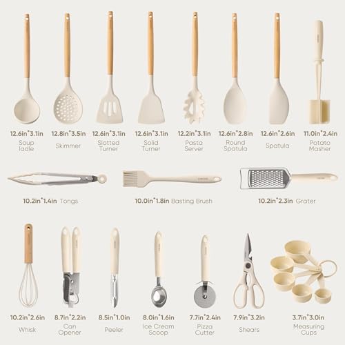 22 Piece Cooking Utensils Set with Wood Cool (22 Count)