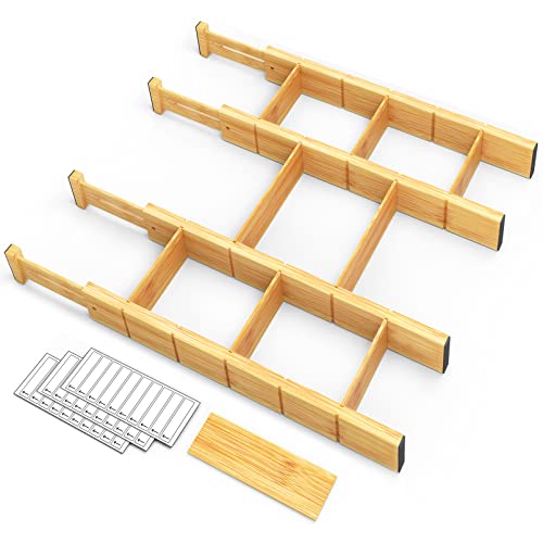 Bamboo Drawer Dividers with Inserts and Labels