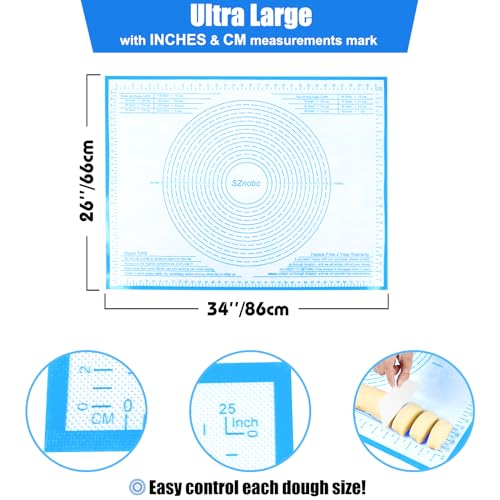 Silicone Pastry Mat 36x24 Inch Baking Mats for Rolling Dough