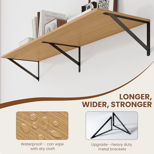 48W x 12D Deep Floating Shelves Set of 2 Oak (2 Count)