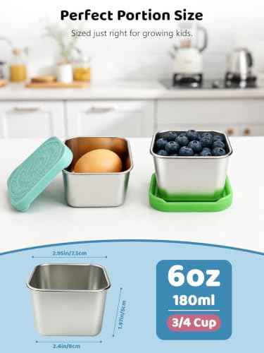 6 Pack Stainless Steel Snack Containers for Kids (6 Count)