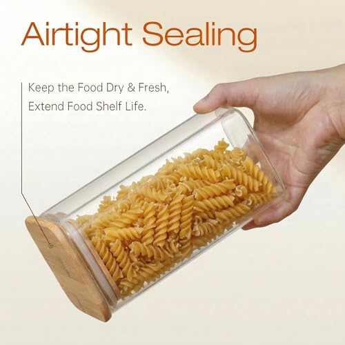 17 oz Square Glass Food Storage Containers with Airtight Bamboo Lids 12Pack (12 Count)