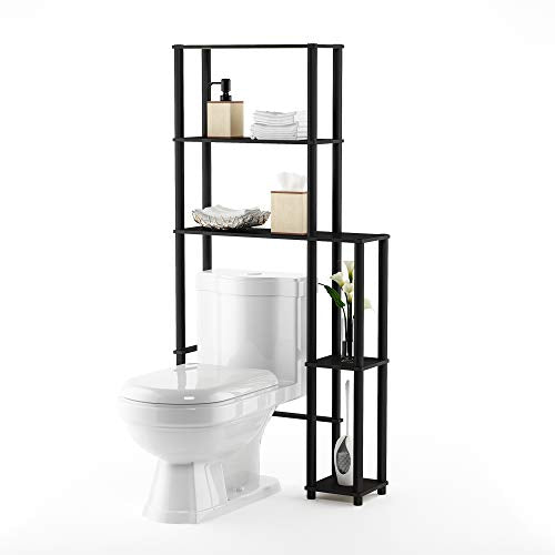 Turn-N-Tube Over The Toilet Storage, 5 Shelves Bathroom Organizer Space Saver Rack, Espresso/Black