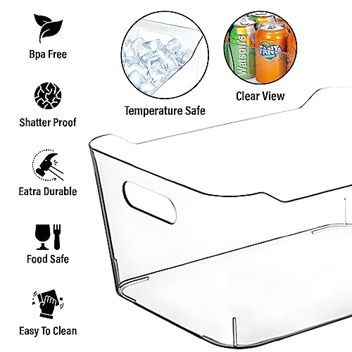 Clear Plastic Storage Bins for Kitchen Organization or Pantry Organizers and Storage (4 Count)