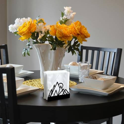 Geometric Mountains Decor Black Metal Napkin Holder for Table