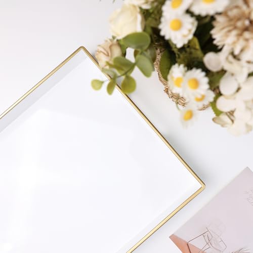 White Decorative Serving Tray with Handles
